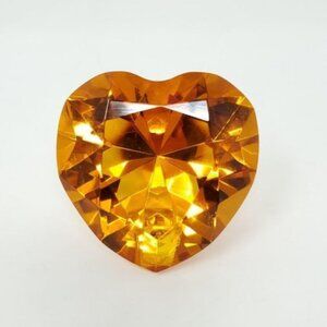 Amber Heart Art Glass Paperweight